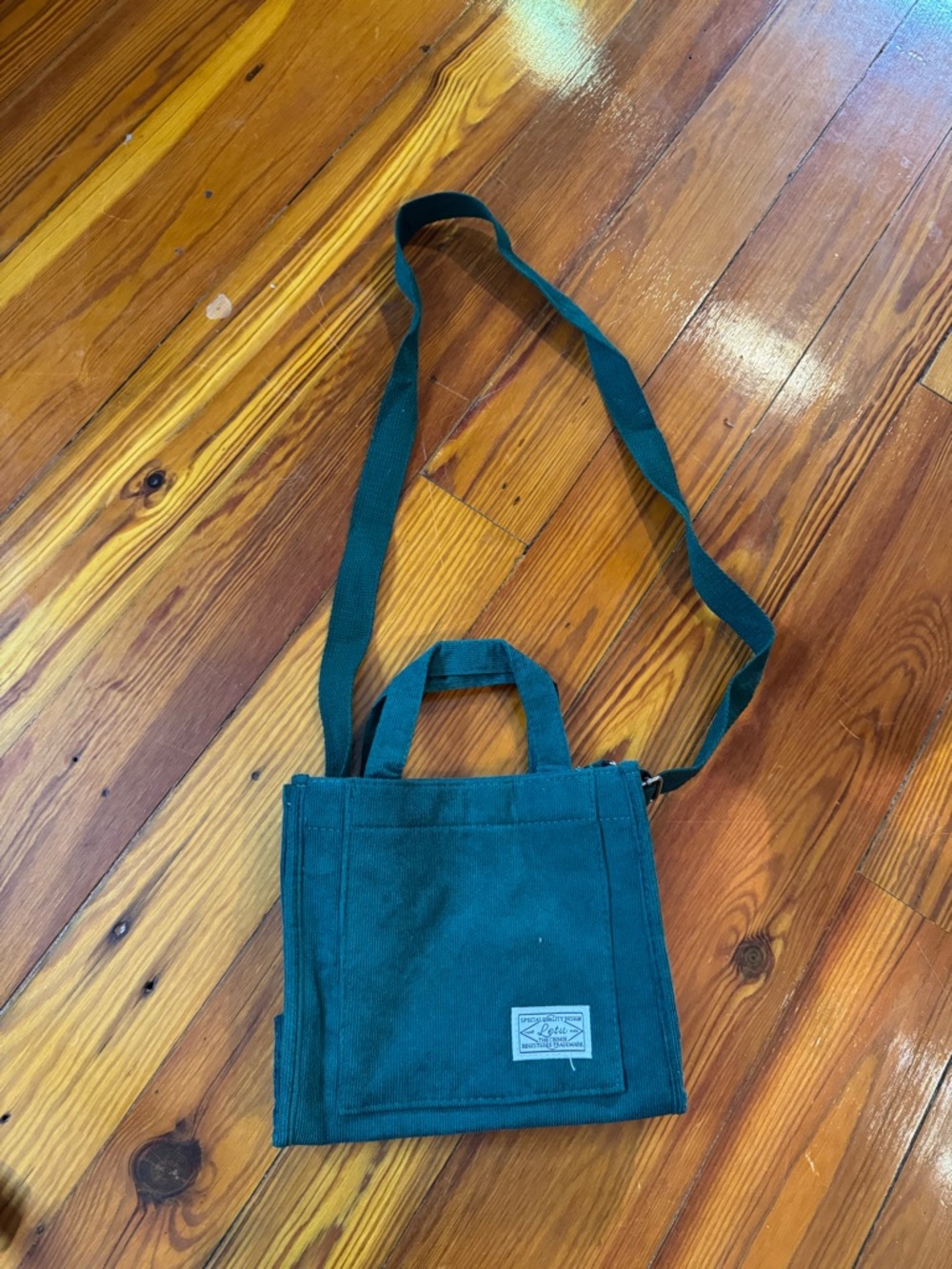 Dark Green Corduroy  small Tote Bag